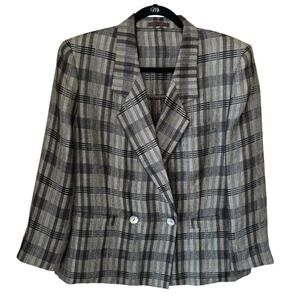 Burberry ( Burberrys' ) 90's Vintage Hemp / Linen Plaid Blazer Size XL ?